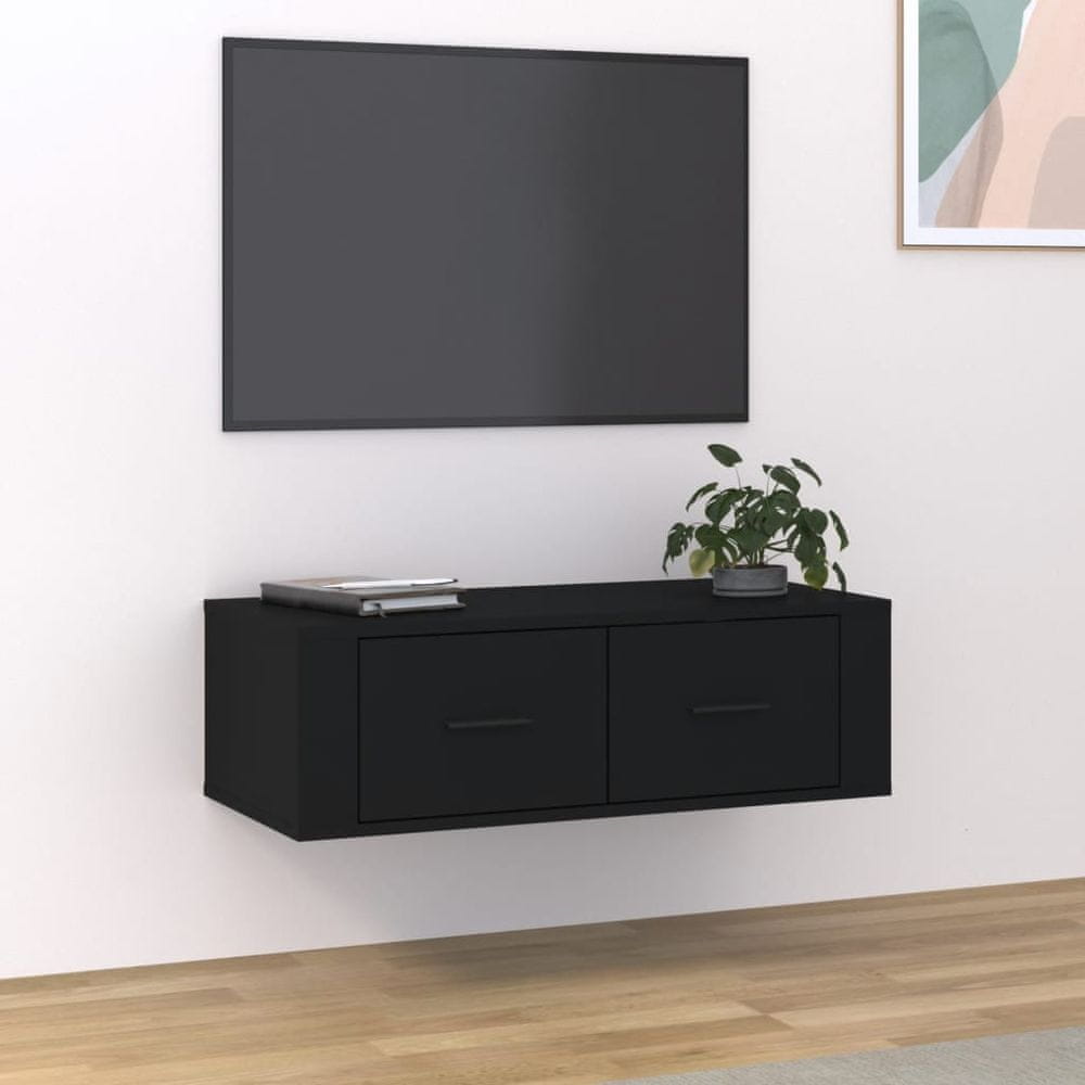 Vidaxl Závesná TV skrinka čierna 80x36x25 cm spracované drevo